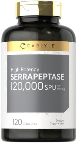 Carlyle Serrapeptase 120000 SPU | 120 Capsules | Supports Sinus Health | Gluten Free Enzyme Supplement Carlyle