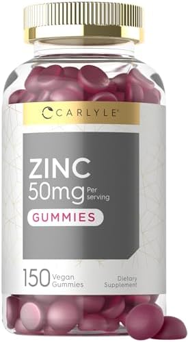 Carlyle Zinc 50mg Gummies | 150 Count | Vegan, Non-GMO and Gluten Free Formula | Zinc Citrate Dietary Supplement Carlyle