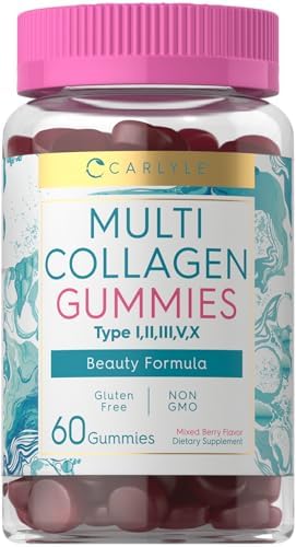 Carlyle Collagen Gummies | 60 Count | Multi Collagen Complex | Beauty Formula Supplement | Mixed Berry Flavor | Non-GMO, Gluten Free Carlyle