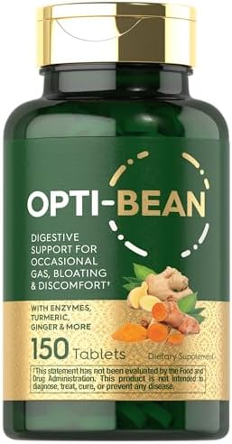 Carlyle Opti-Bean | 150 Tablets | Digestive Support | Gas, Bloating & Discomfort Enzyme Blend | Vegetarian, Non-GMO & Gluten Free Supplement Carlyle