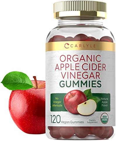 Carlyle Organic Apple Cider Vinegar Gummies | 120 Count | USDA Organic | Vegan, Non-GMO & Gluten-Free ACV Gummies | Apple Flavor Carlyle