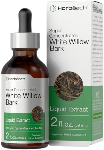 Horbäach White Willow Bark Extract Tincture | 2 Fl oz | Alcohol Free Liquid Supplement | Super Concentrated | Vegetarian, Non-GMO, Gluten Free Horbäach