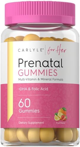 Carlyle Prenatal Gummies for Women | with DHA & Folic Acid | 60 Count | Fruit Flavor | Non-GMO, Gluten Free Supplement | for Her Carlyle