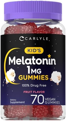 Carlyle Kids Melatonin Gummies 1 mg | 70 Count | Supplement for Children | Fruit Flavor Gummy | Vegan, Non-GMO, Gluten Free Carlyle