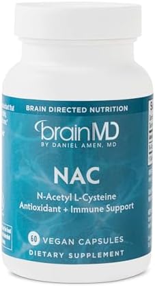 BRAINMD NAC - 60 Vegan Capsules - Antioxidant + Immune Support - Gluten Free - 60 Servings BrainMD