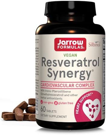 Jarrow Formulas® Resveratrol Synergy® 200 mg, Dietary Supplement, Heart Support, 60 Tablets, 60 Day Supply Jarrow Formulas