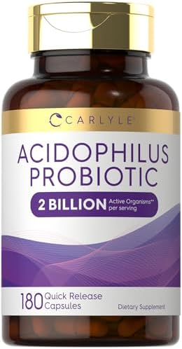 Carlyle Acidophilus Probiotic for Women & Men's Digestive Health | 2 Billion CFU | 180 Quick Release Capsules | Non-GMO & Gluten Free Carlyle