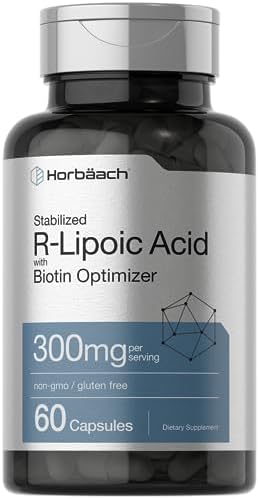 Horbäach Stabilized R-Lipoic Acid 300mg | 60 Capsules | with Biotin Optimizer | Non-GMO, Gluten Free | Na-RALA Supplement Horbäach