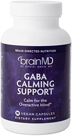 Dr Amen BrainMD GABA Calming Support - 90 Capsules - Promotes Relaxation - Contains Magnesium, Vitamin B6 & Lemon Balm - 90 Servings BrainMD