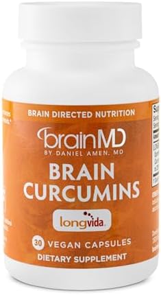 BRAINMD Brain Curcumins - 30 Vegan Capsules - with Longvida Curcumin - Gluten Free - 30 Servings BrainMD