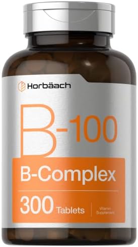 Horbäach Vitamin B-100 Complex | 100% of Daily Value | 300 Tablets | Vegetarian, Non-GMO, and Gluten Free Supplement Horbäach