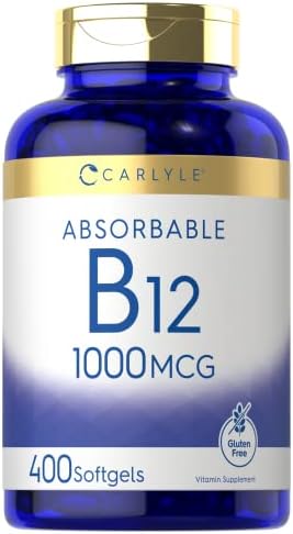 Carlyle Vitamin B12 Absorbable 1000mcg | 400 Softgels | Non-GMO and Gluten Free Supplement Carlyle