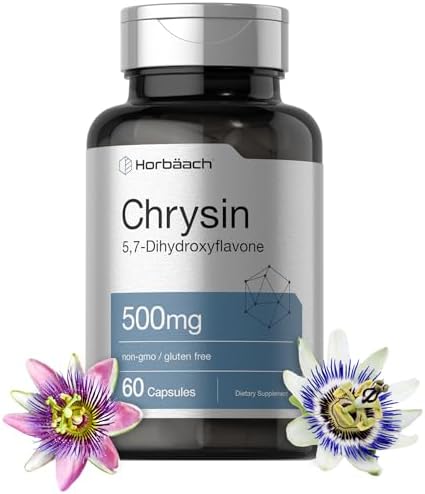 Horbäach Chrysin Supplement | 500mg | 60 Capsules | Passion Flower Extract | Non-GMO, Gluten Free Supplement Horbäach