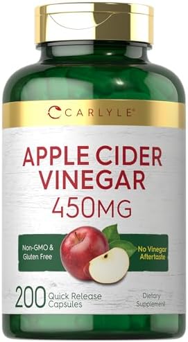 Carlyle Apple Cider Vinegar Capsules | 450mg | 200 Pills | Non-GMO, Gluten Free Supplement Carlyle