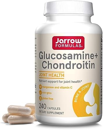 Jarrow Formulas Glucosamine + Chondroitin - 240 Capsules - Nutrient Support - Dietary Supplement for Joint Health - With Vitamin C & Manganese - 60 Servings Jarrow Formulas