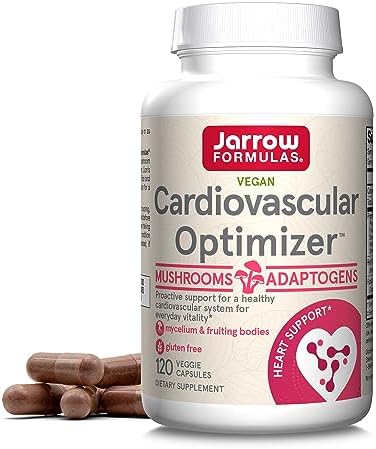 Jarrow Formulas Cardiovascular Optimizer with Lion's Mane, Reishi, Shiitake, and Blue Oyster Mushrooms, Dietary Supplement with Red Yeast Rice and Hawthorn Leaf, 120 Veggie Capsules, 30 Day Supply Jarrow Formulas