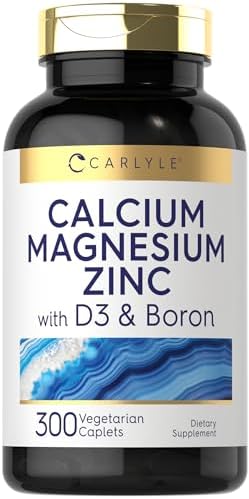 Carlyle Calcium Magnesium Zinc Vitamin D3 Supplement with Boron | 300 Caplets | Vegetarian, Non-GMO Carlyle