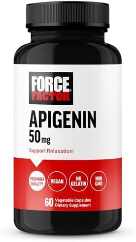 FORCE FACTOR Apigenin Supplement for Relaxation and Stress Support, Powerful Bioflavonoid and Antioxidant, Apigenin 50mg, Premium Quality, Vegan, Non-GMO, 60 Capsules (Packaging May Vary) Force Factor