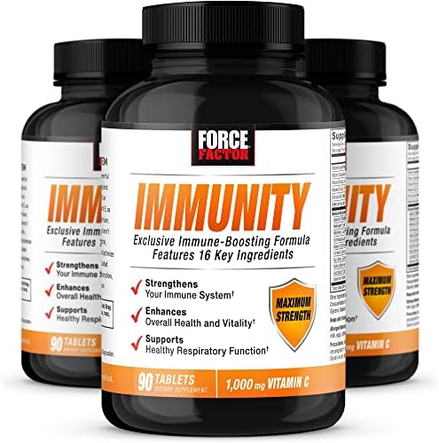 FORCE FACTOR Immunity, Immune Support Booster with Elderberry and 1000mg of Vitamin C, Plus Vitamin D, Zinc, Probiotics, Quercetin, Antioxidants, and Echinacea for Immune Health Defense, 90 Tablets Force Factor