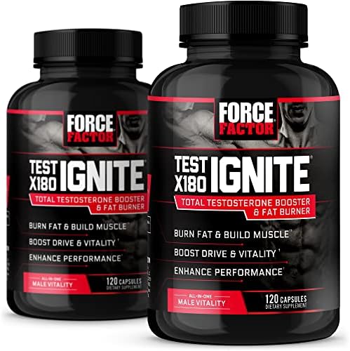 Force Factor Test X180 Ignite 120ct 2-Pack, 240 Count Force Factor