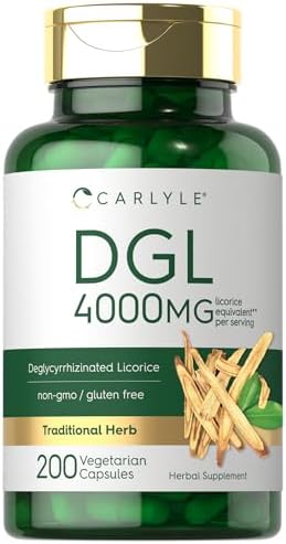 Carlyle DGL Deglycyrrhizinated Licorice Capsules | 200 Count | 4000mg | Vegetarian, Non-GMO & Gluten Free Supplement Carlyle