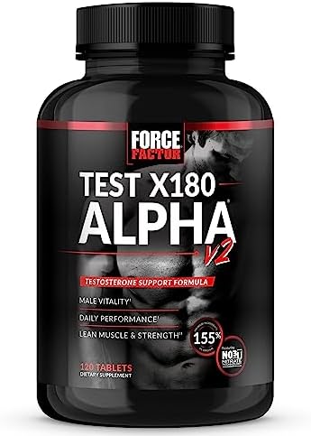 FORCE FACTOR Test X180 Alpha v2 T-Support for Men, T-Supplement to Help Build Strength, Boost Nitric Oxide, and Support Daily Performance, 120 Tablets Force Factor