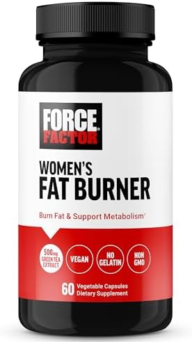 FORCE FACTOR Women’s Fat Burner, Metabolism Booster, and Weight-Loss Supplement Support, Green Tea Fat Burner Weight-Loss Pills to Help with Energy, Diet, and Exercise, Vegan, Non-GMO, 60 Capsules Force Factor