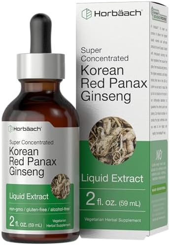 Horbäach Korean Red Ginseng | 2 fl oz Liquid Extract | Panax Ginseng | Vegetarian, Non-GMO, Gluten Free Supplement Horbäach