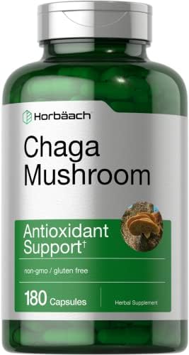 Horbäach Chaga Mushroom Capsules | 180 Count | Non-GMO & Gluten Free Supplement Horbäach