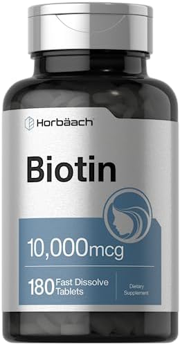 Horbäach Biotin 10000mcg | 180 Fast Dissolve Tablets | Beauty Formula | Vegetarian Supplement | Non-GMO, Gluten Free Horbäach