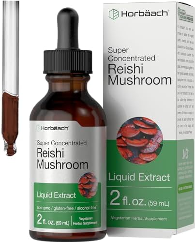 Horbäach Reishi Mushroom Supplement | 2 fl oz Liquid Extract | Ganoderma Lucidum Tincture | Vegetarian, Non-GMO, Gluten Free Horbäach