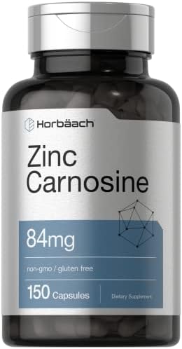 Horbäach Zinc Carnosine Supplement | 84mg per Capsule | 150 Count | Non-GMO & Gluten Free Horbäach