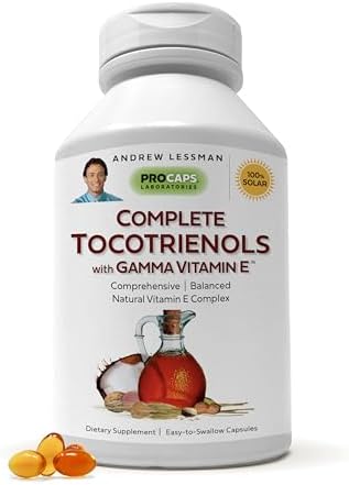 ANDREW LESSMAN Complete Tocotrienols with Gamma Vitamin E 30 Softgels - Eight Forms of Vitamin E (Alpha, Beta, Gamma, Delta Tocopherols and Tocotrienols). Powerful Anti-oxidant. No Additives Andrew Lessman