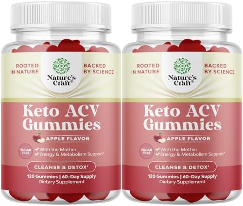 Extra Strength Keto ACV Gummies - Vegan Keto Apple Cider Vinegar Gummies Sugar Free and Delicious for Slimming Cleanse and Detox Goals - Non GMO Apple Cider Vinegar with The Mother (4 Months) Natures Craft