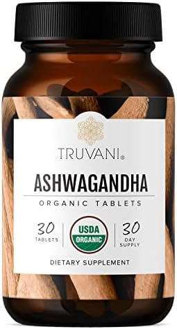 Truvani Organic Ashwagandha | Daily Energy, Positive Mood Support, Supports Brain Health | Supports Muscle Growth and Endurance | Healthy Sleep Support | Non-GMO | 30 Day Supply Truvani