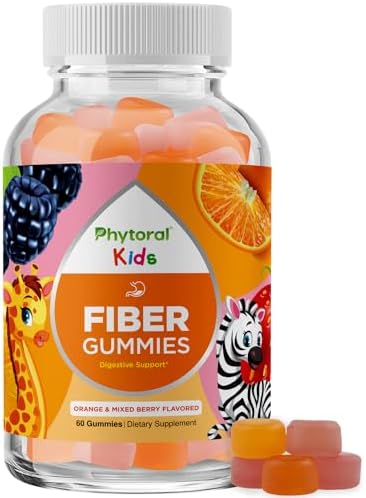 Natural Prebiotic Fiber Gummies for Kids - Chicory Root Fiber Gummy Vitamins for Kids to Ease Constipation Immune Support and Digestive Support - Delicious Gummies and Prebiotic Supplement Phytoral