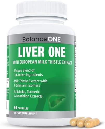 Balance ONE Liver Cleanse & Detox Support with Milk Thistle Extract & Dandelion Root – 1 Month Supply for Liver Repair & Natural Detoxification - Non-GMO, Vegan Supplement - Liver One Balance ONE