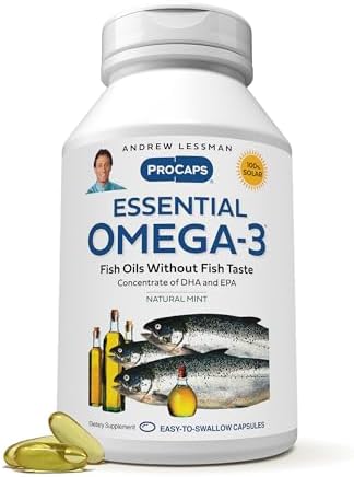 ANDREW LESSMAN Essential Omega-3 Mint - 360 Softgels - Ultra-Pure, High Potency Omega-3 Oils. High DHA, No Stomach Upset, No Contaminants, No Mercury. Small Easy to Swallow Softgels Andrew Lessman