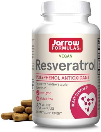 Jarrow Formulas® Resveratrol 100 mg, Dietary Supplement, Antioxidant Support for Cardiovascular Function, 60 Veggie Capsules, 60 Day Supply Jarrow Formulas