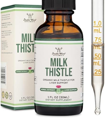 Milk Thistle Supplement - Organic Milk Thistle Liver Detox Drops 1 FL OZ - 30 Servings (Vegan Safe, Non-GMO, Gluten Free) Perfect Addition to Milk Thistle Tea by Double Wood Double Wood Supplements