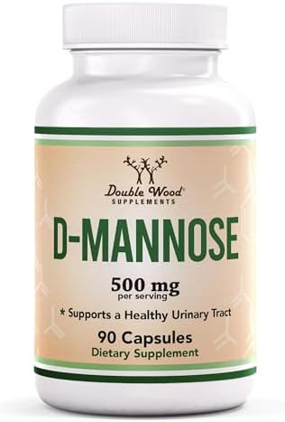 Double Wood Supplements D Mannose 500mg Capsules, 90 Count (D-Mannose for Urinary Tract Health and Bladder Lining, Helps UTI Prevention) Vegan Safe, Non-GMO, Gluten Free Double Wood Supplements