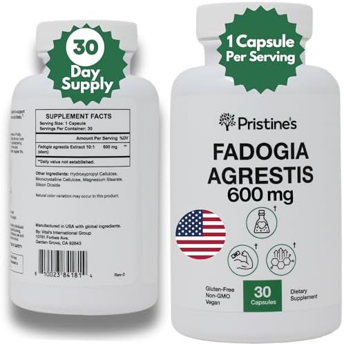 PRISTINE'S Fadogia Agrestis 600MG 30-Day Supply Sports Nutrition Testosterone Booster Support Capsules - Muscle Building & Vitality Support Extract Supplement - Gluten Free - Non-GMO Pristine'S