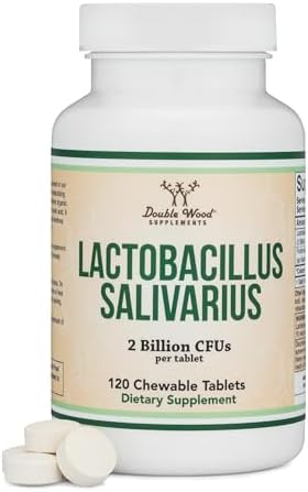 Lactobacillus Salivarius Oral Probiotics - Vanilla Tablets for Dental Health, Teeth, and Gums - Extreme Bad Breath Treatment for Adults (120 Count, 2 Billion CFUs per 20mg Tablet) by Double Wood Double Wood Supplements