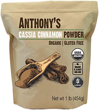 Anthony's Organic Cassia Cinnamon Powder, 1 lb, Ground, Gluten Free, Non GMO, Non Irradiated, Keto Friendly Anthony's