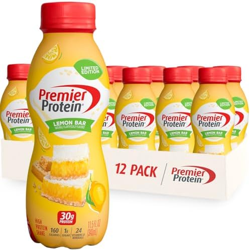 Premier Protein Shake, Limited Edition, Lemon Bar, 30g Protein, 1g Sugar, 24 Vitamins & Minerals, 11.5 oz, 12 Pack Premier Protein