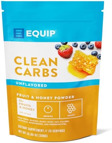 Equip Foods Clean Carbs | 15+ Fruits and Honey Superfood Powder | Post Workout Recovery Powder | Antioxidants Supplement, Carbohydrate Powder | Immune Support Carb Cleaner | 20 Servings, Unflavored Equip