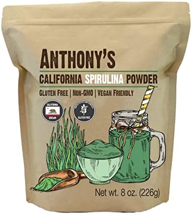 Anthony's California Spirulina Powder, 8 oz, Product of USA, Gluten Free, Non GMO Anthony's