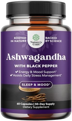 Best Ashwagandha Root Powder Capsules 1300 mg – Premium Relaxation Sleep Natural Supplement – Calming Energy Rejuvenate 100% Pure Potent Ingredients for Women and Men 30 Servings per Container Natures Craft