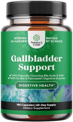 Ox Bile Salts for Gallbladder Support - Purified Bile Salts Supplement with Pancreatin Digestive Enzymes Ox & Betaine HCL - Supplements for No Gallbladder & Digestive Health 20 Days Natures Craft