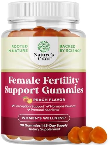 Fertility Gummies for Women Trying to Conceive - Yummy Gummy Fertility Supplement for Women with Myo-Inositol Folic Acid & Vitex Chasteberry - Vegan Non-GMO & Gluten Free - Juicy Peach (30 Servings) Natures Craft